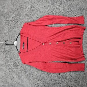 Peruvian Connection Cardigan‎ Sweater Womens XS Royal Alpaca Red Button Front